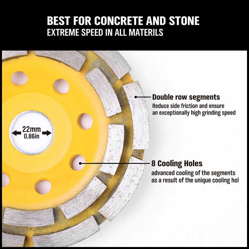 115mm Diamond Grinding Cup Wheel for Concrete & Masonry - Durable Segmented Disc for Granite Stone