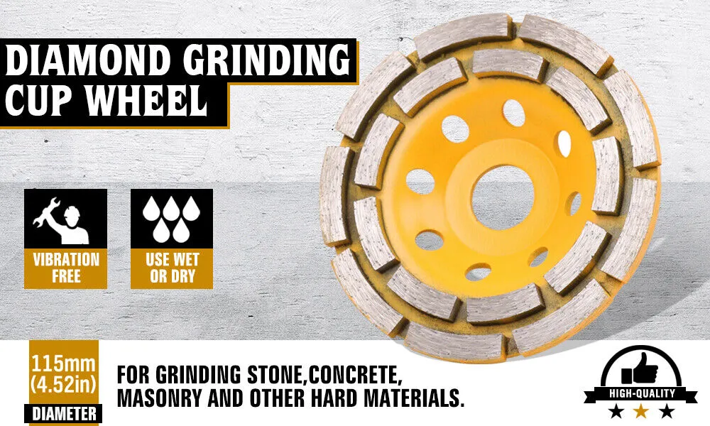 115mm Diamond Grinding Cup Wheel for Concrete & Masonry - Durable Segmented Disc for Granite Stone