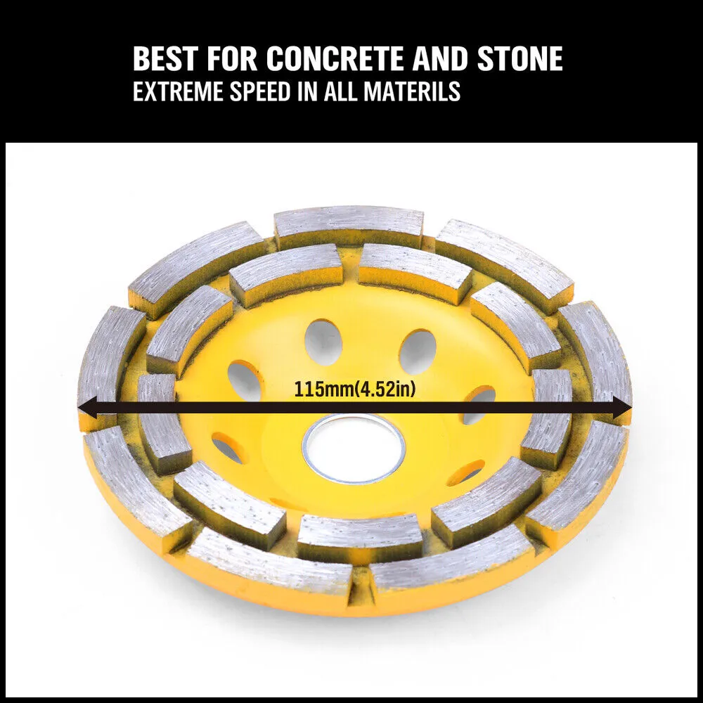 115mm Diamond Grinding Cup Wheel for Concrete & Masonry - Durable Segmented Disc for Granite Stone