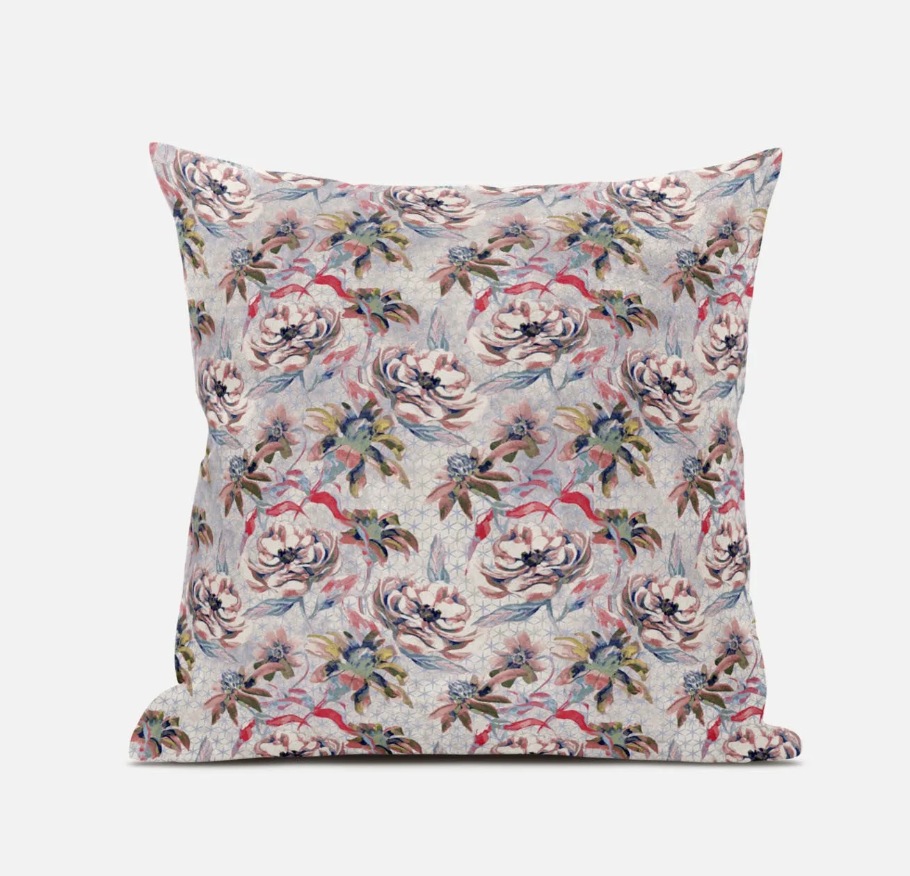 18" Lavender Pink Roses Zippered Suede Throw Pillow