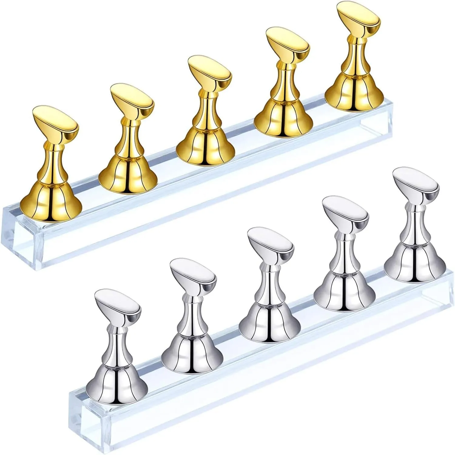 2 Sets Acrylic Nail Display Stand Magnetic Press on Nails Practice Holder Stand DIY Painting Fingernail Stand for False Fingernail Manicure Tool Home Salon Use(Black)
