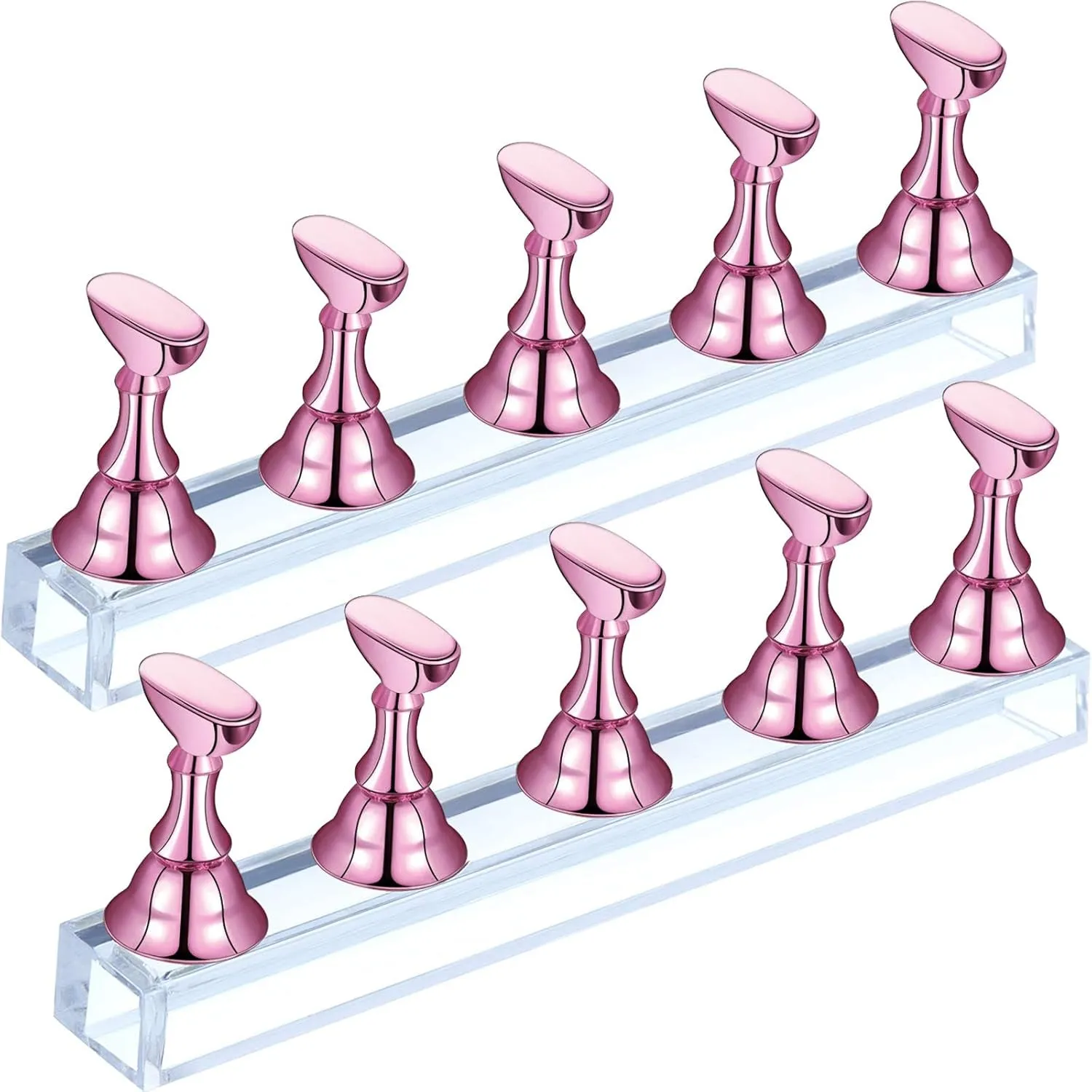 2 Sets Acrylic Nail Display Stand Magnetic Press on Nails Practice Holder Stand DIY Painting Fingernail Stand for False Fingernail Manicure Tool Home Salon Use(Black)