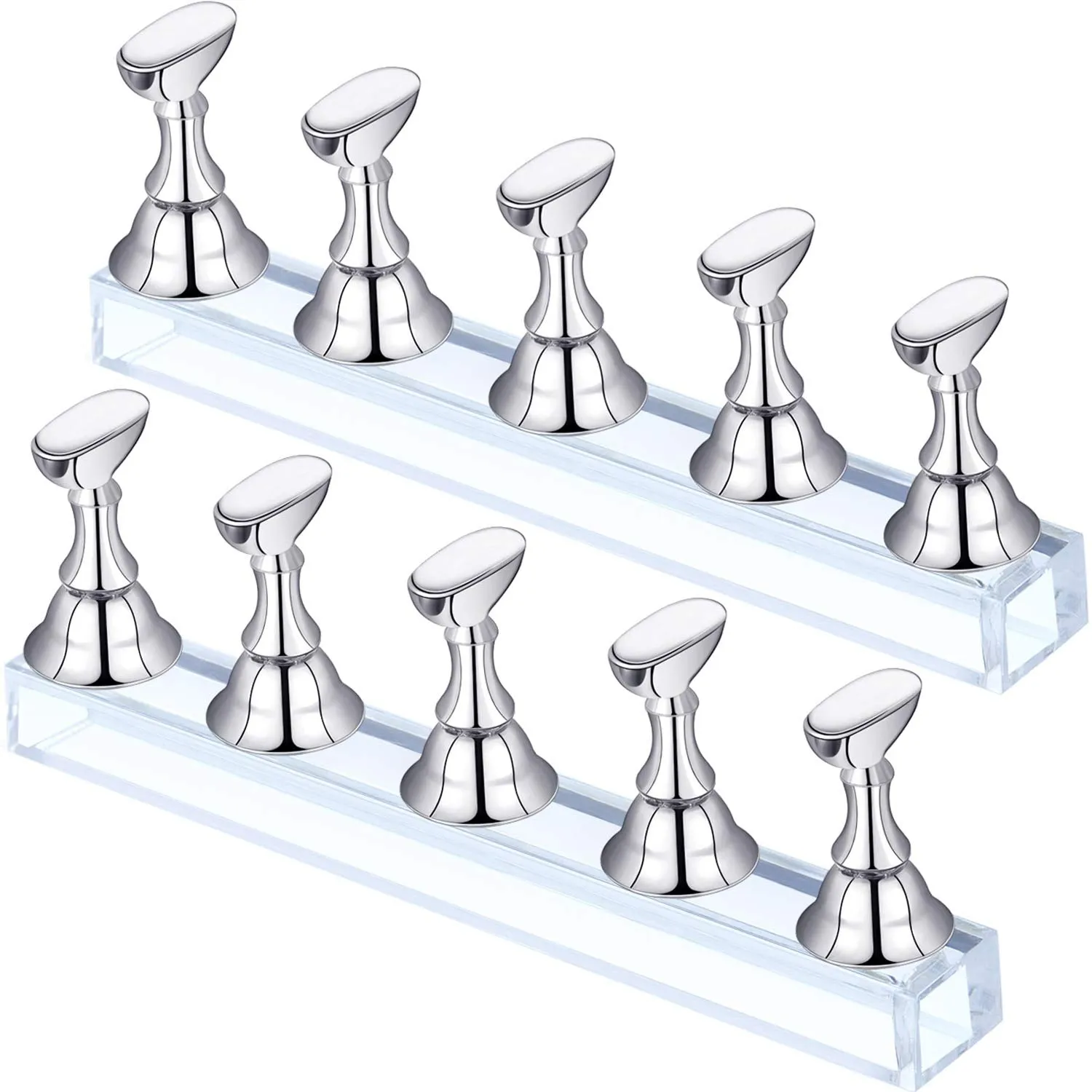 2 Sets Acrylic Nail Display Stand Magnetic Press on Nails Practice Holder Stand DIY Painting Fingernail Stand for False Fingernail Manicure Tool Home Salon Use(Black)