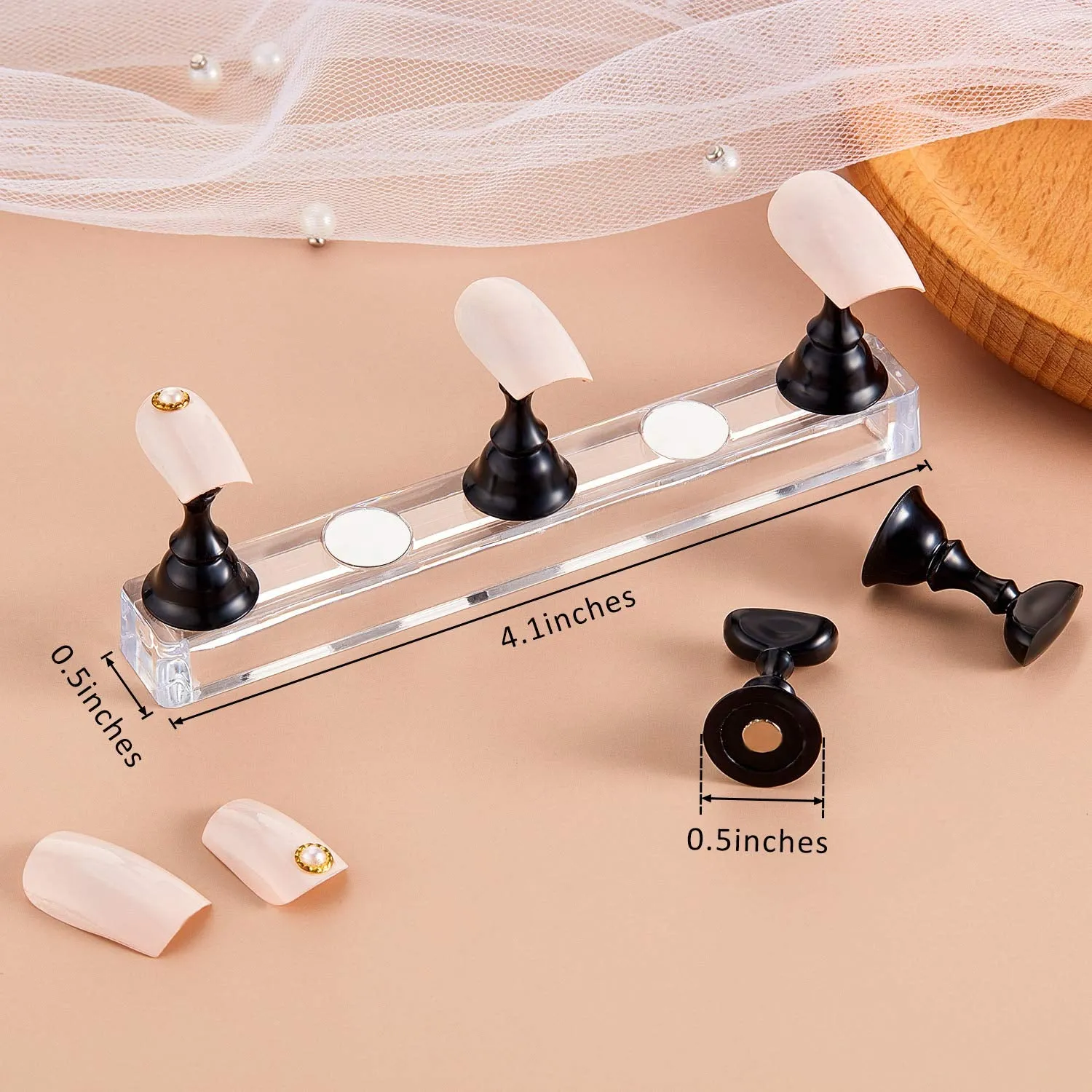 2 Sets Acrylic Nail Display Stand Magnetic Press on Nails Practice Holder Stand DIY Painting Fingernail Stand for False Fingernail Manicure Tool Home Salon Use(Black)