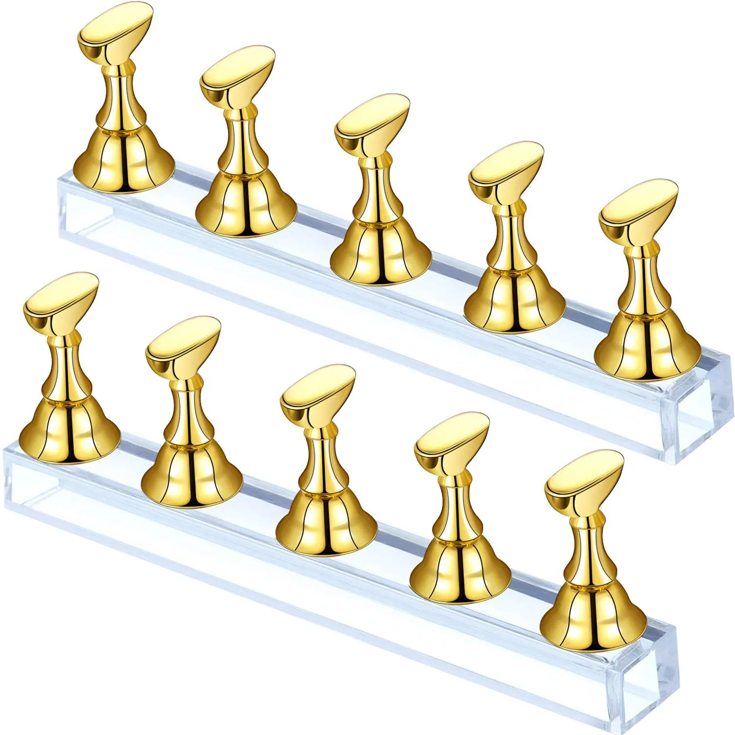 2 Sets Acrylic Nail Display Stand Magnetic Press on Nails Practice Holder Stand DIY Painting Fingernail Stand for False Fingernail Manicure Tool Home Salon Use(Black)