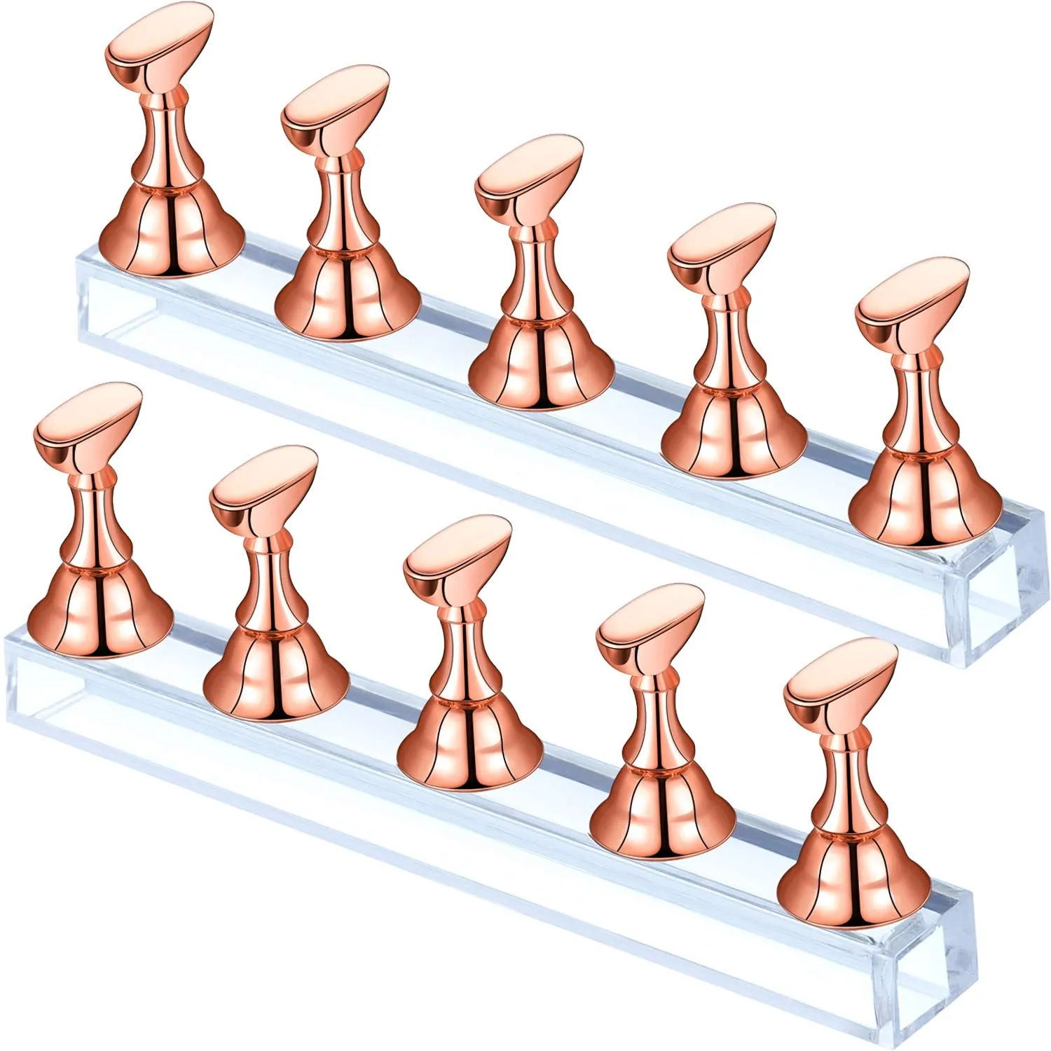2 Sets Acrylic Nail Display Stand Magnetic Press on Nails Practice Holder Stand DIY Painting Fingernail Stand for False Fingernail Manicure Tool Home Salon Use(Black)