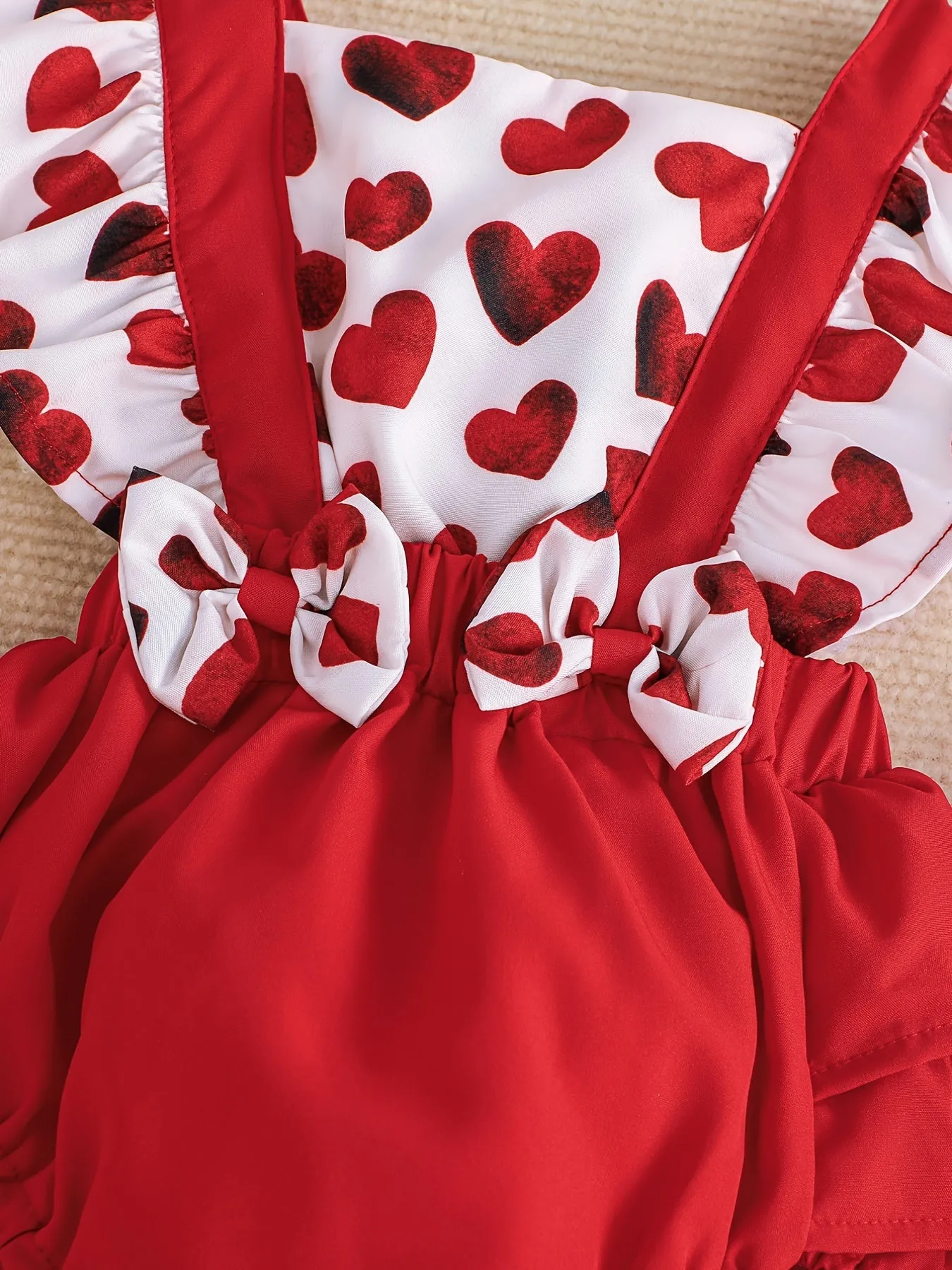 2PCS Newborn Infant Heart Print Dress Set for Baby Girls