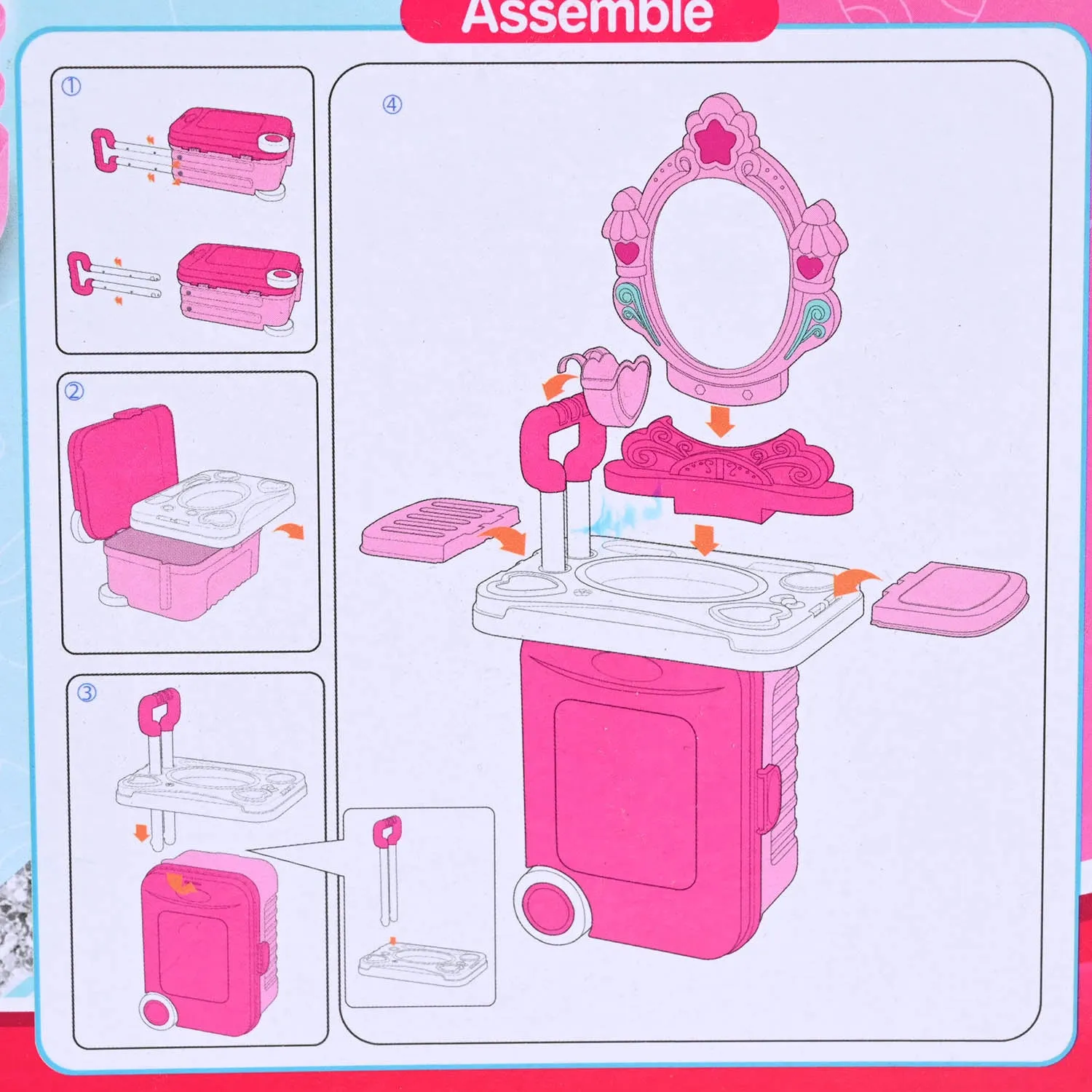 3 in 1 Portable Dressing Table with Cosmetic Set trolly Bag