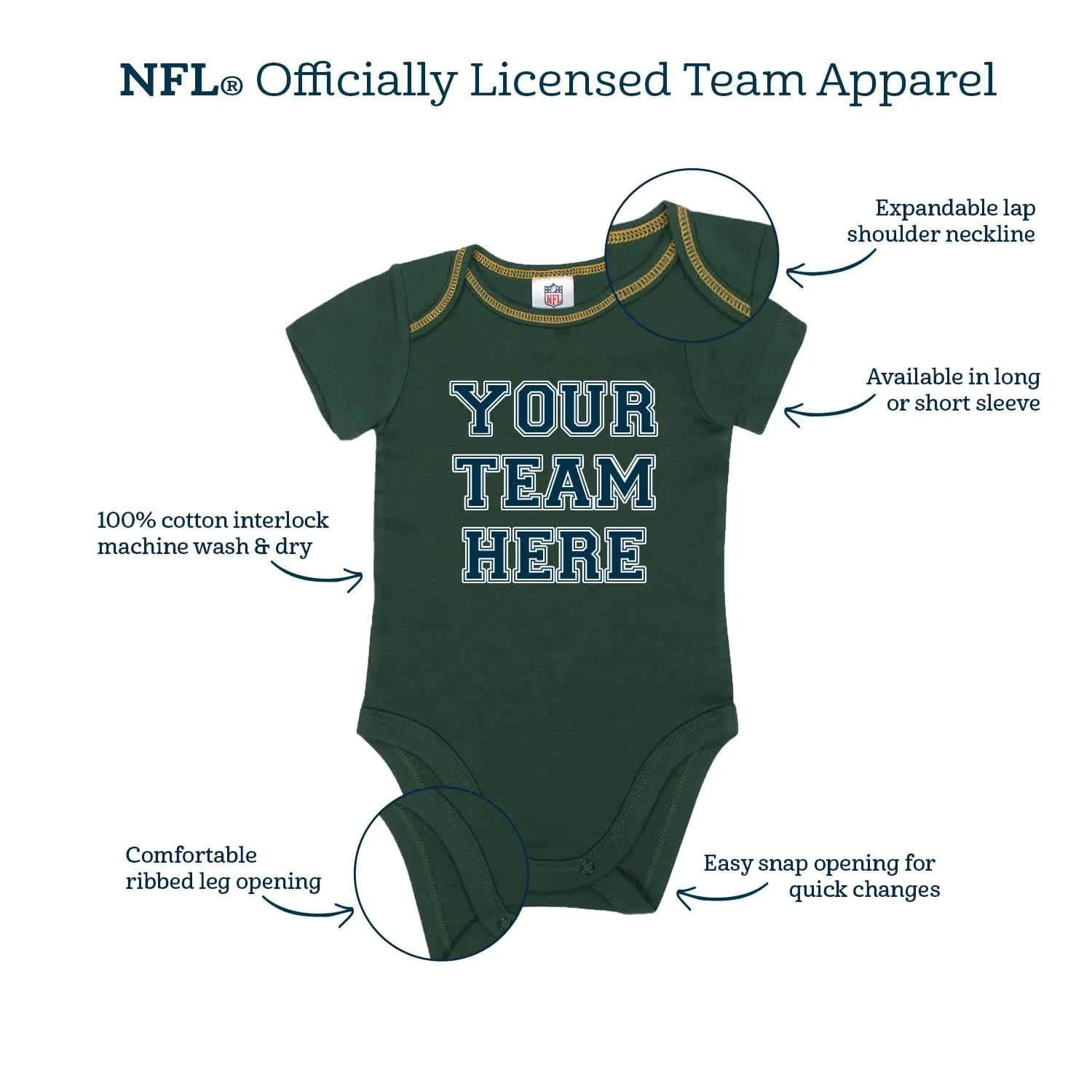 3-Pack Baby Boys Patriots Short Sleeve Bodysuits