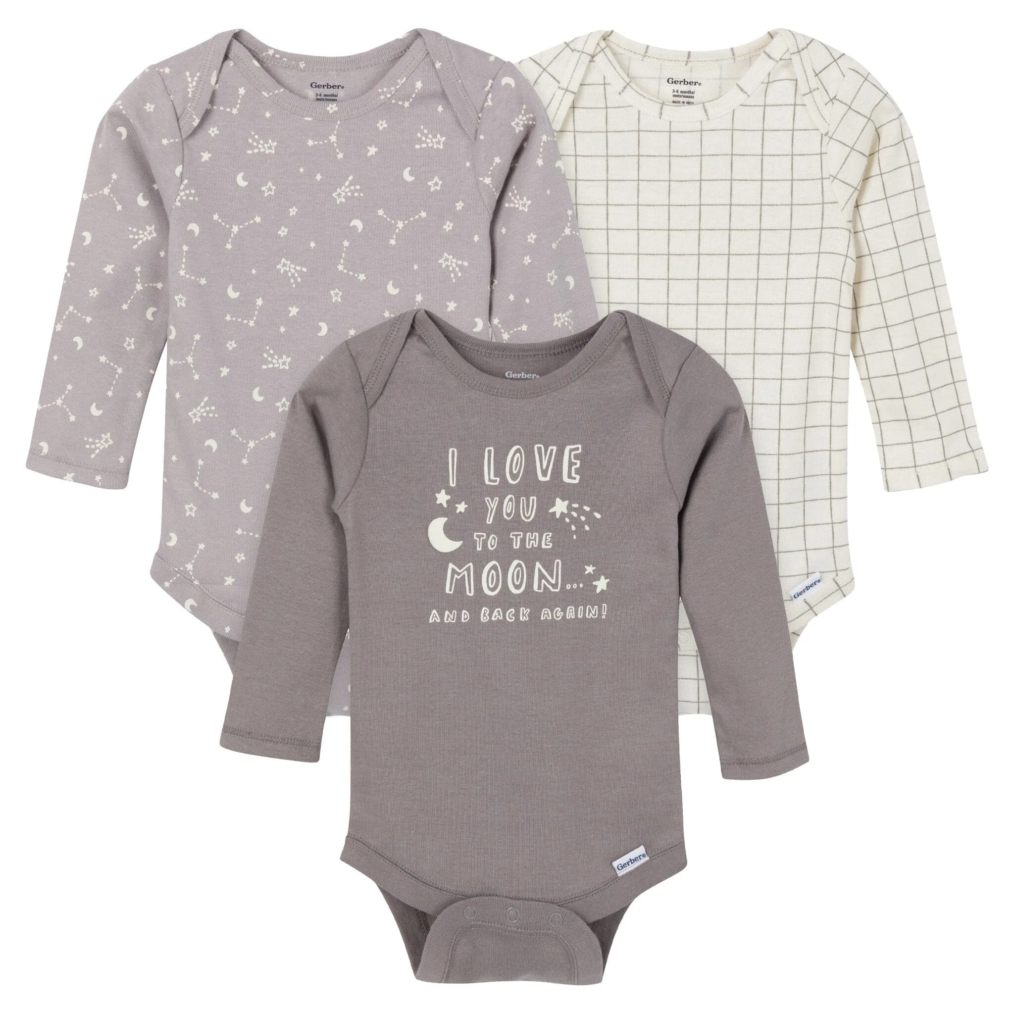 3-Pack Baby Neutral To The Moon and Back Onesies® Bodysuits