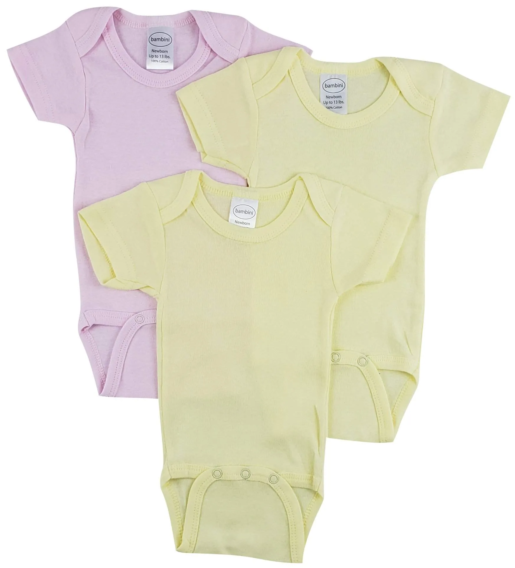 3 Pack Girl's Rib Knit Short Sleeve Onesie(NB,S,M,L)