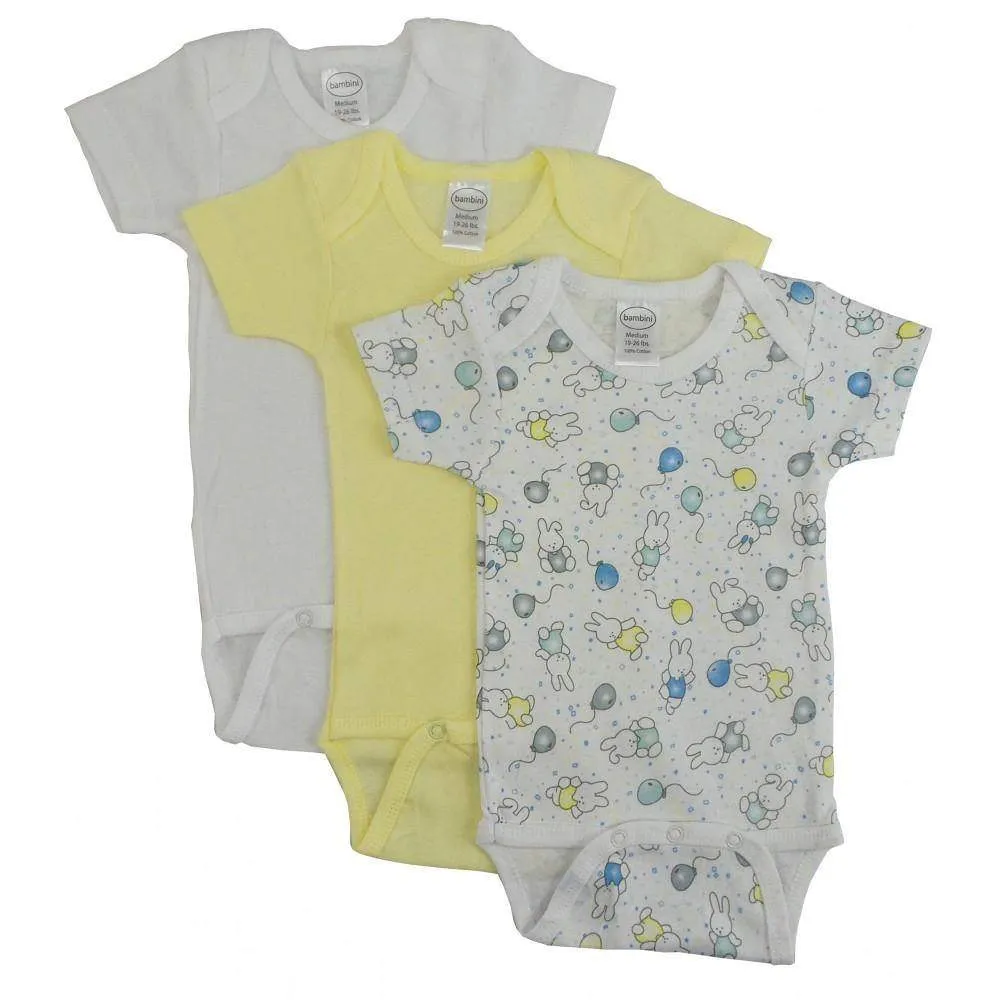 3 Pack Girl's Rib Knit Short Sleeve Onesie(NB,S,M,L)