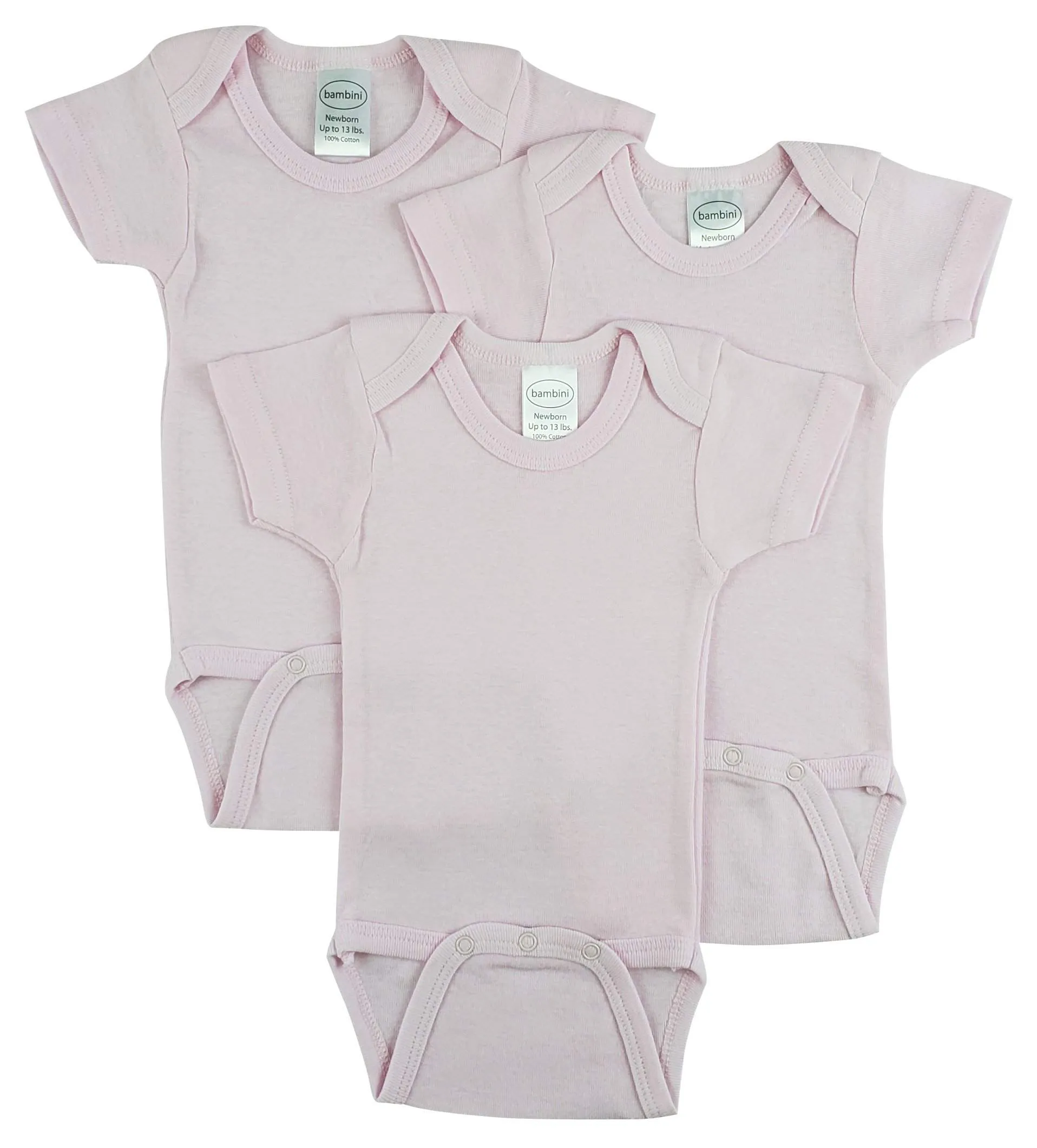 3 Pack Girl's Rib Knit Short Sleeve Onesie(NB,S,M,L)