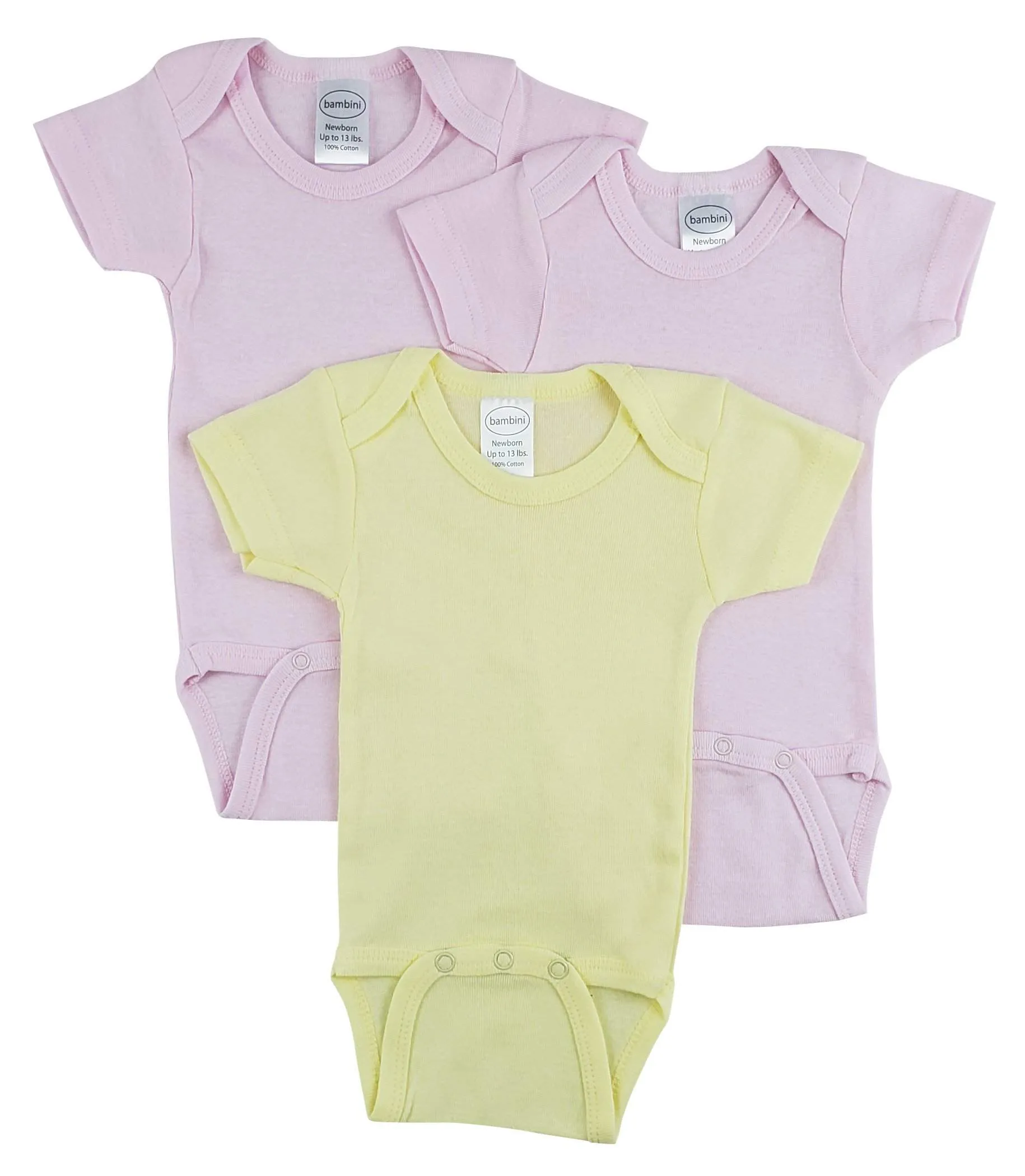 3 Pack Girl's Rib Knit Short Sleeve Onesie(NB,S,M,L)