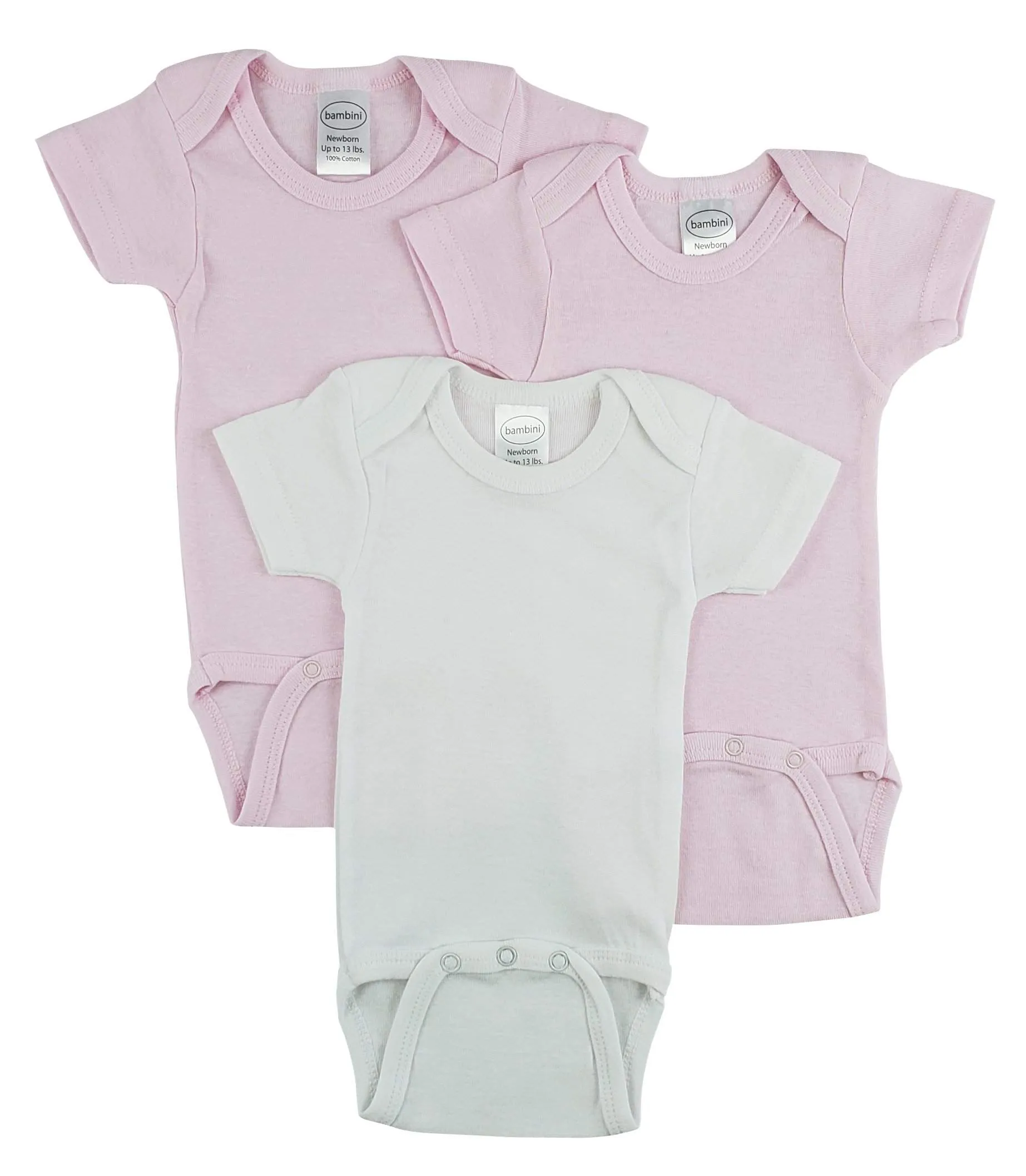 3 Pack Girl's Rib Knit Short Sleeve Onesie(NB,S,M,L)