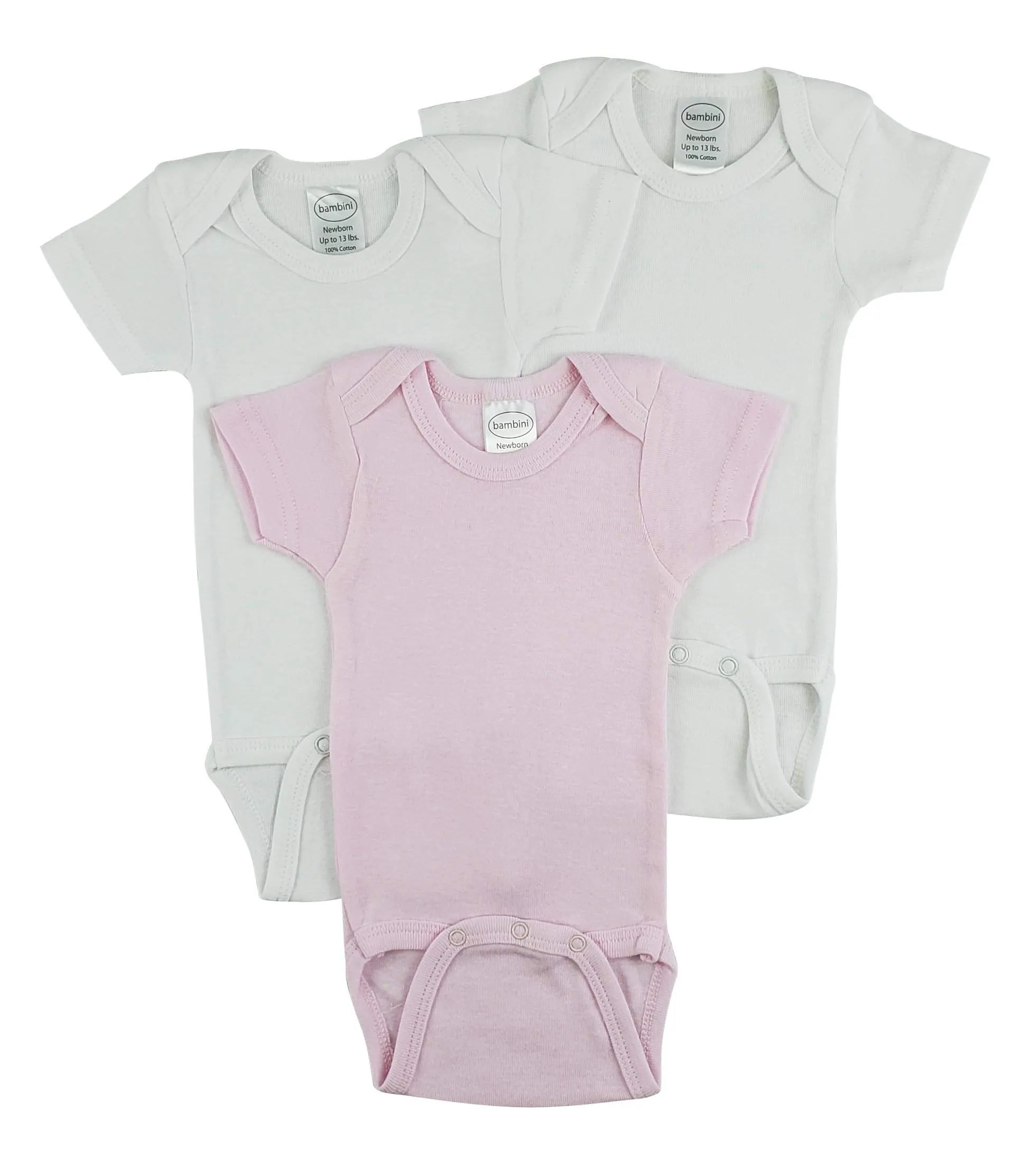 3 Pack Girl's Rib Knit Short Sleeve Onesie(NB,S,M,L)