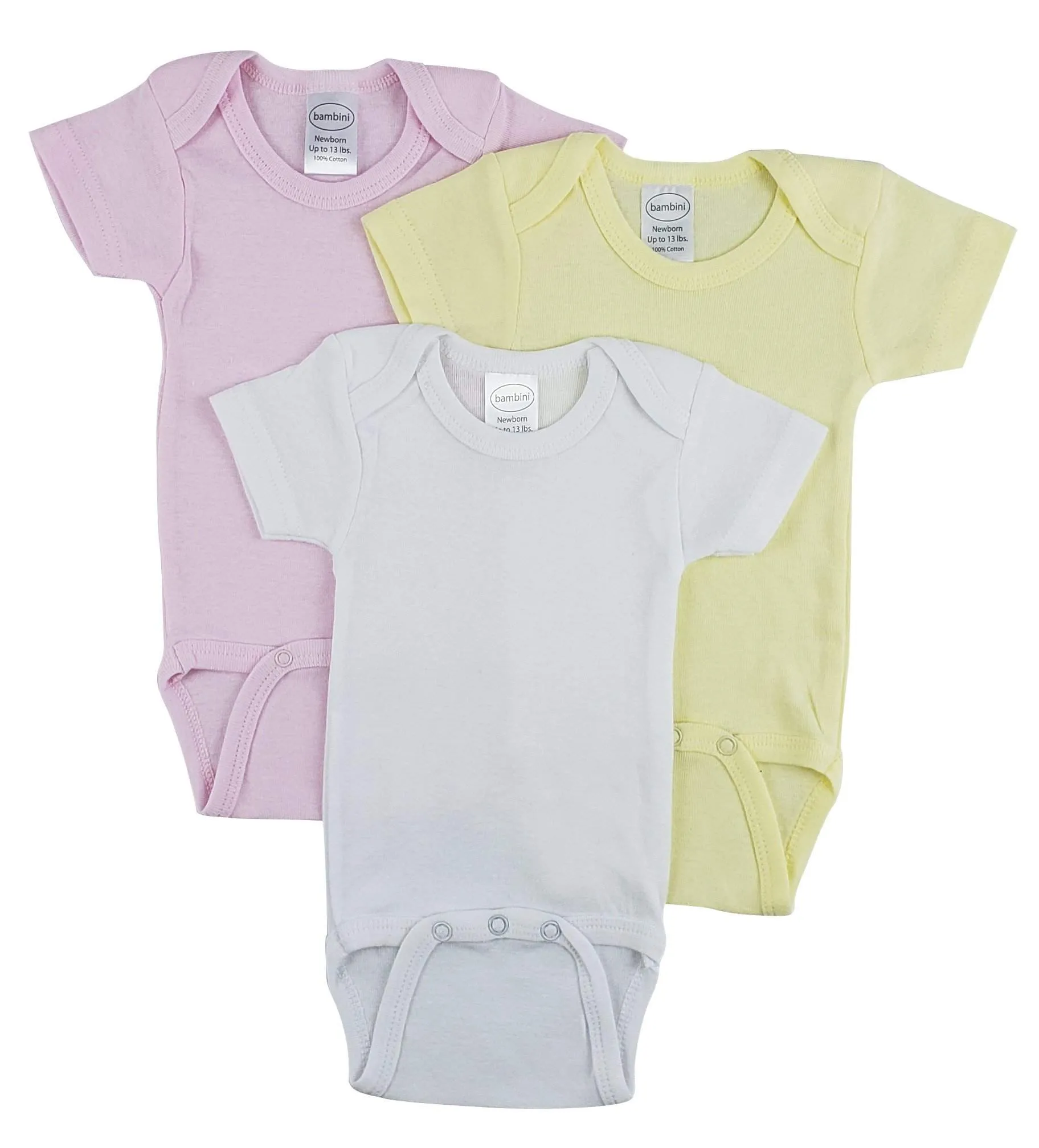 3 Pack Girl's Rib Knit Short Sleeve Onesie(NB,S,M,L)