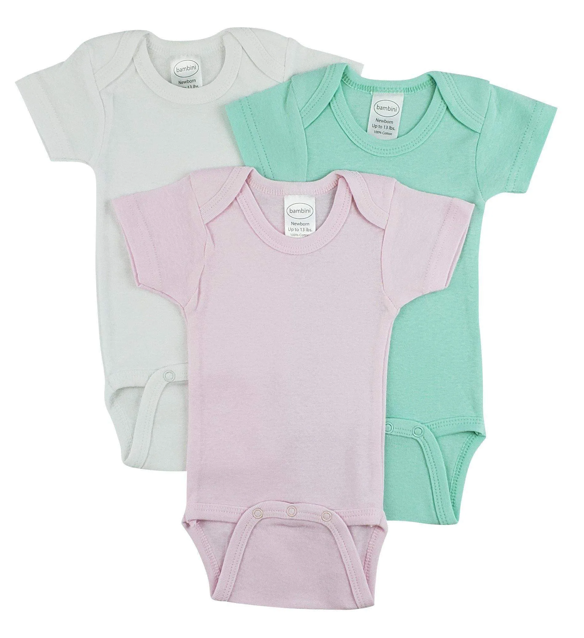 3 Pack Girl's Rib Knit Short Sleeve Onesie(NB,S,M,L)