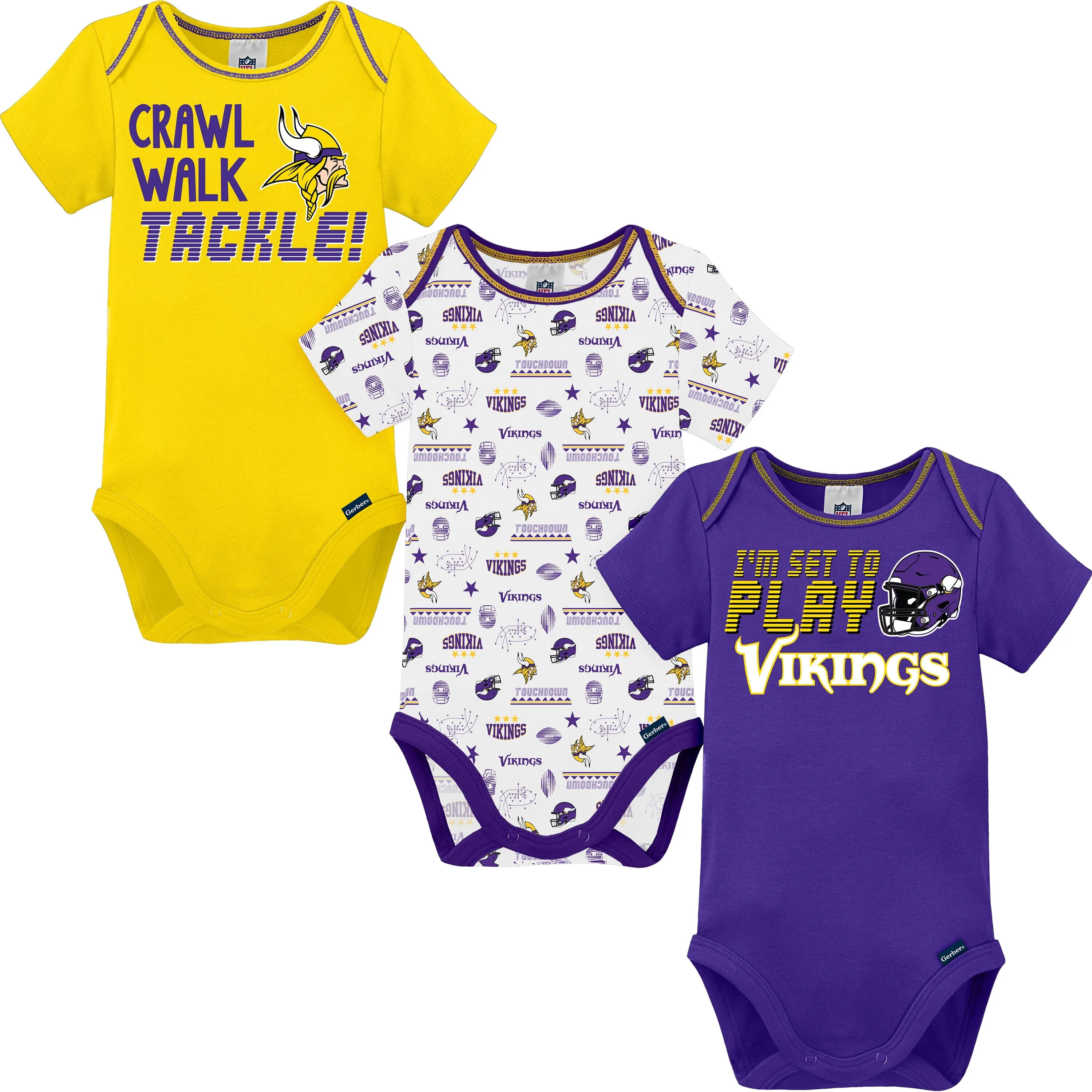 3-Pack NFL Short Sleeve Bodysuits