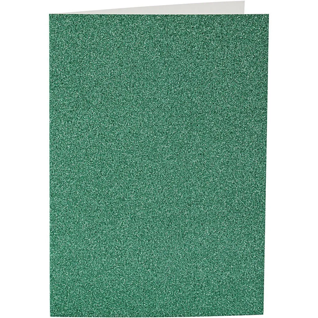 4 x Green Colour Glitter Cards Paper Envelopes For Greetings Decoration