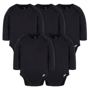 5-Pack Baby Black Premium Long Sleeve Onesies® Bodysuits