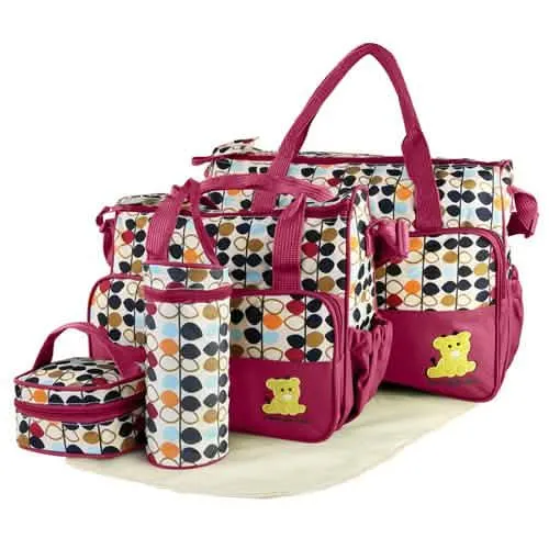 5-Pack: Baby Nappy Diaper Bag Set