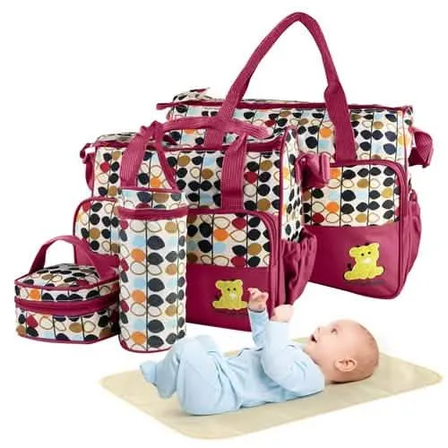 5-Pack: Baby Nappy Diaper Bag Set