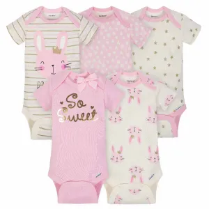 5-Pack Girls Princess Short Sleeve Onesies® Bodysuits