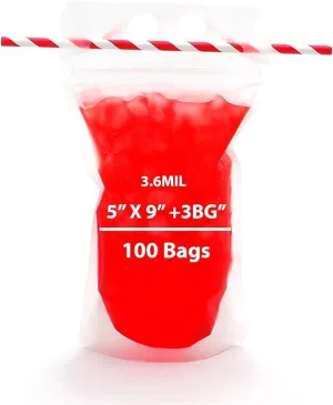 5X9   3 BG inches Zipper Pouches Beverage To-Go 3.6 Mil Polypropylene