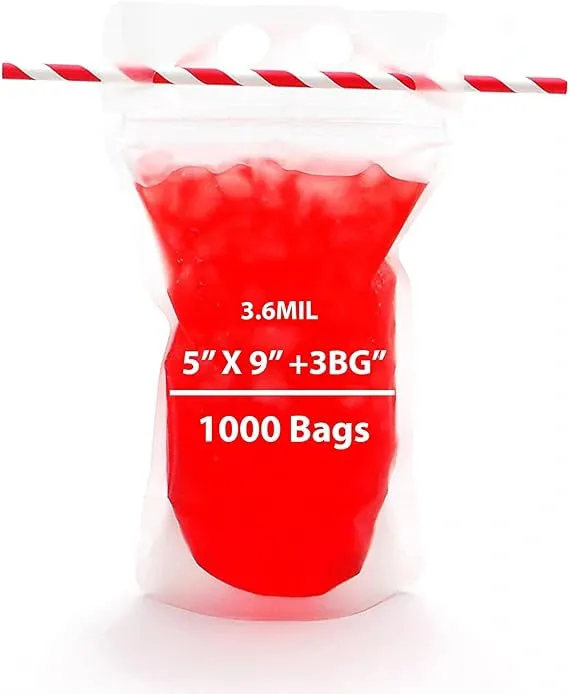 5X9   3 BG inches Zipper Pouches Beverage To-Go 3.6 Mil Polypropylene