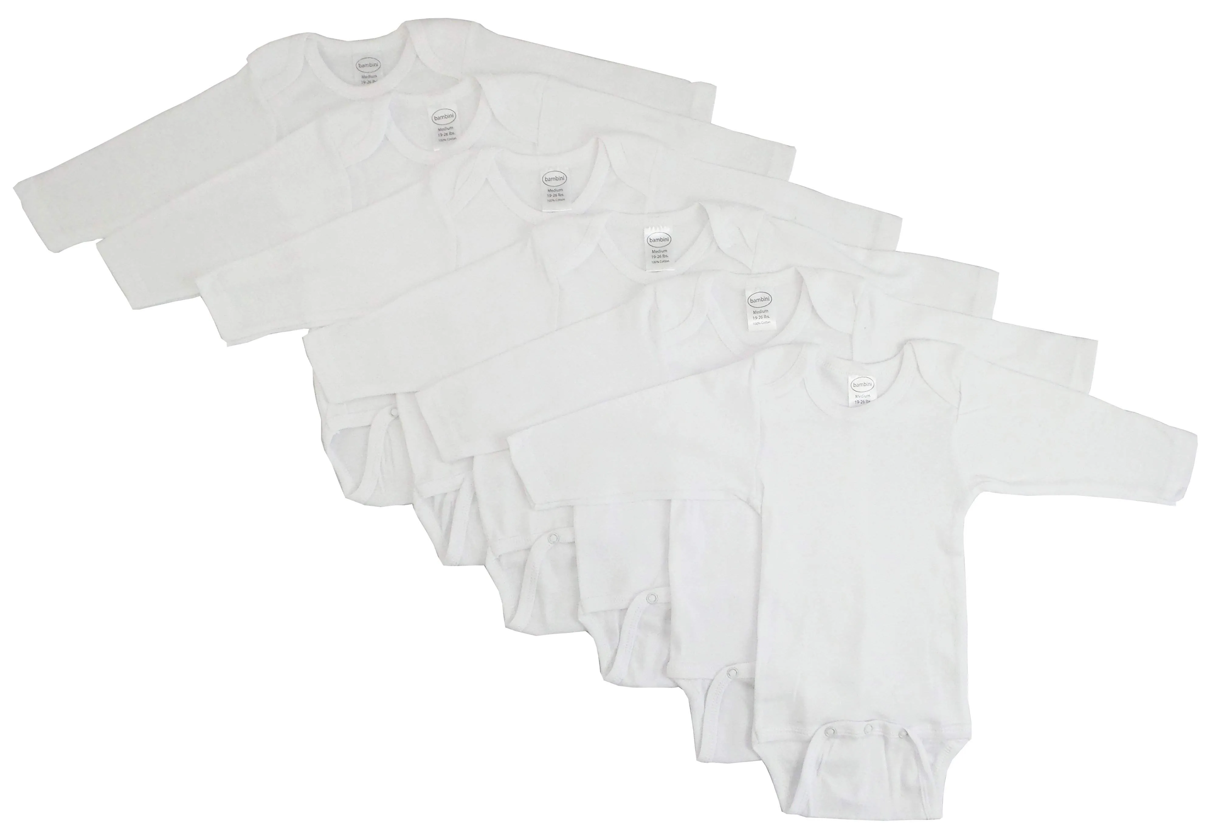 6 Pack Girl's Rib Knit Long Sleeve Onesie