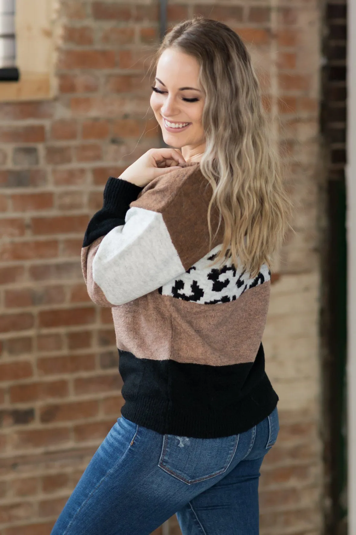 A Wild Ride Color Block Sweater in Brown