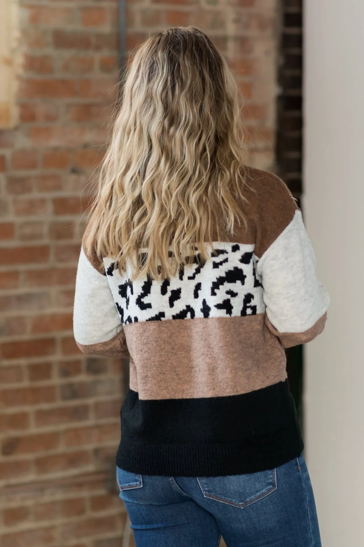 A Wild Ride Color Block Sweater in Brown