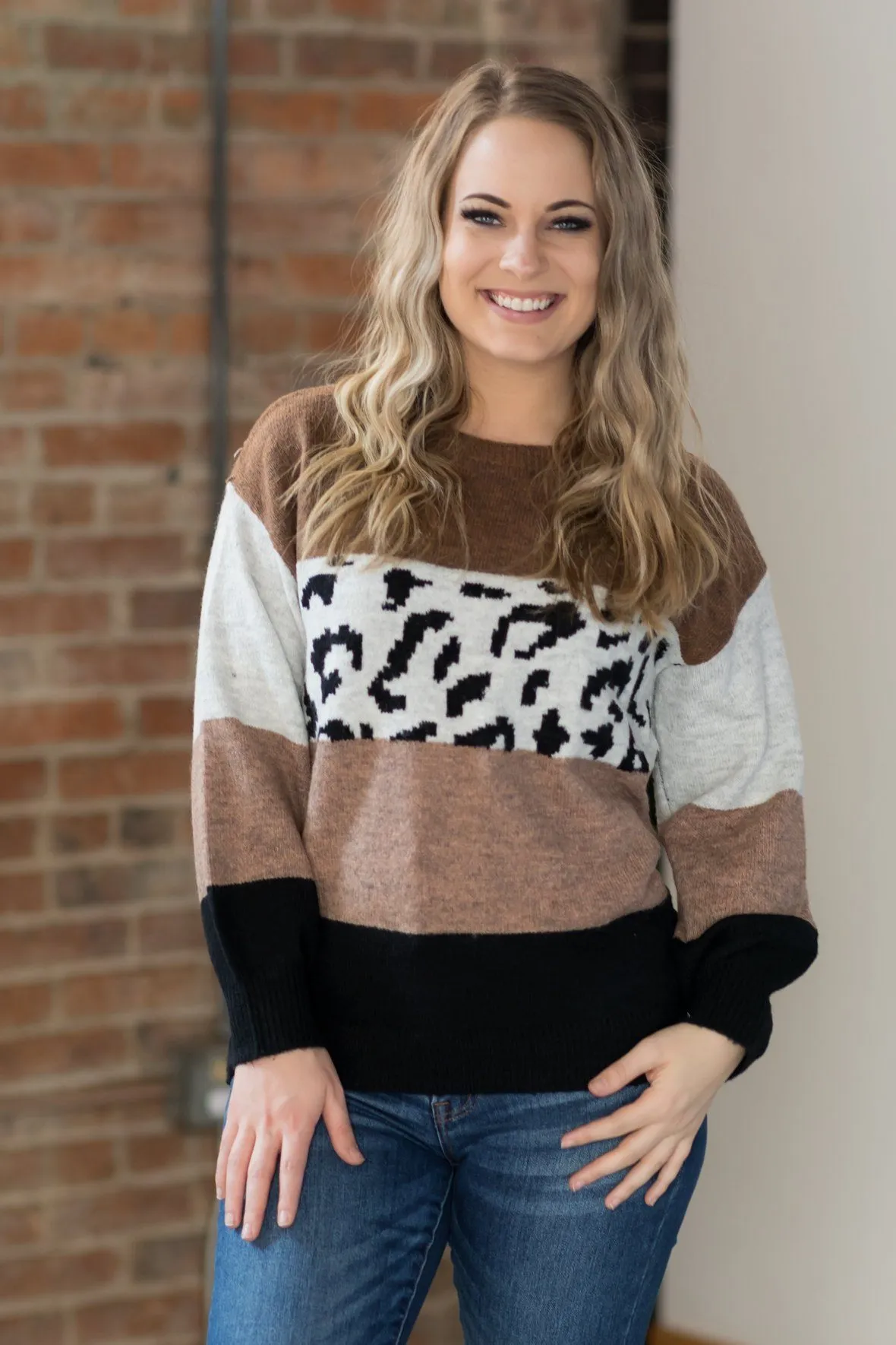 A Wild Ride Color Block Sweater in Brown