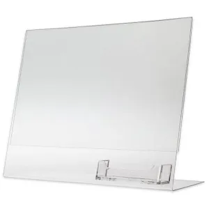 Acrylic 11" x 8-1/2" Slanted Sign Holder with Business Card Holder