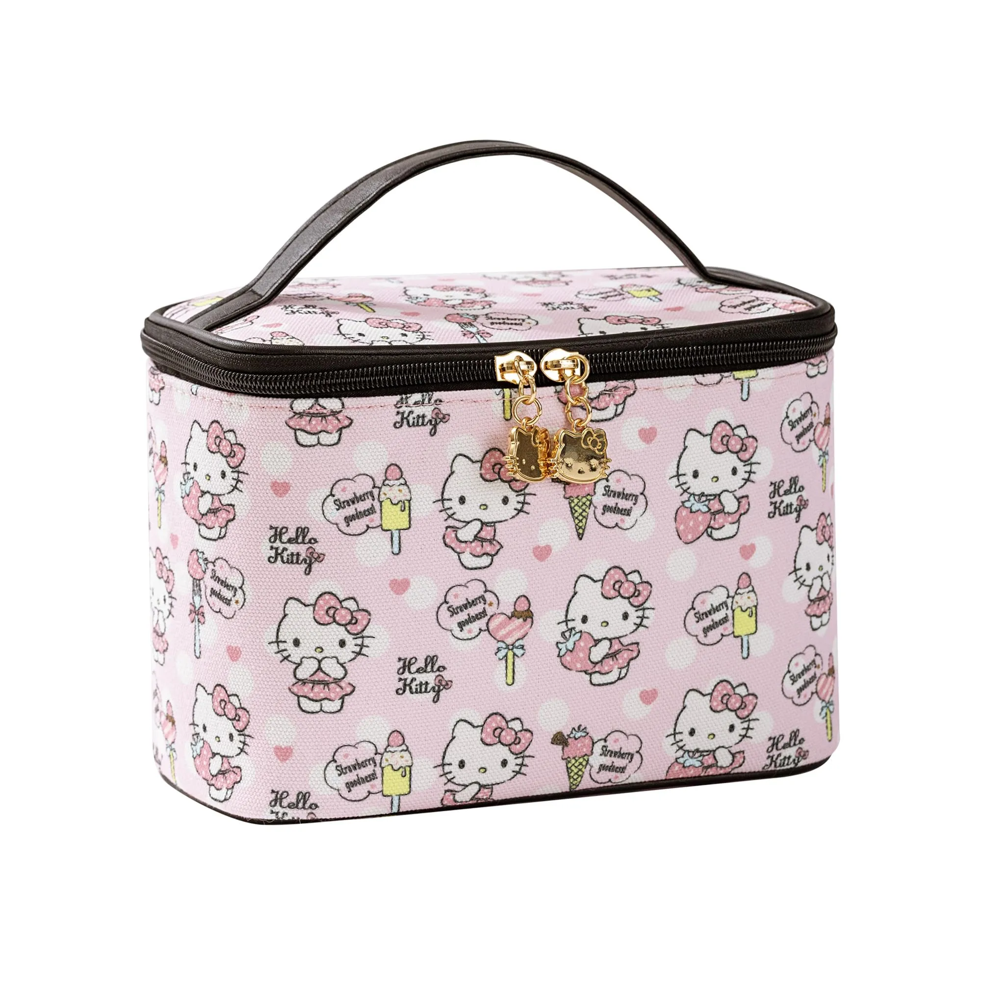 AmBealla Cosmetic Bag Large Makeup Bag Pink Makeup Travel Case with Brush Holder, Canvas Organizer for Women, Toiletry Bag for Skincare & Beauty Tools Sweet Cute for Girls