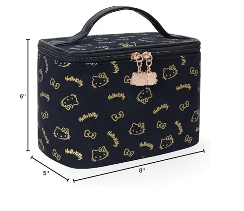 AmBealla Make up Bag Travel Cosmetic Bags Brush Holder Zipper Pouch Case Organizer Cute Organizer Suitable for Purse for Women (Black Bucket Bag)