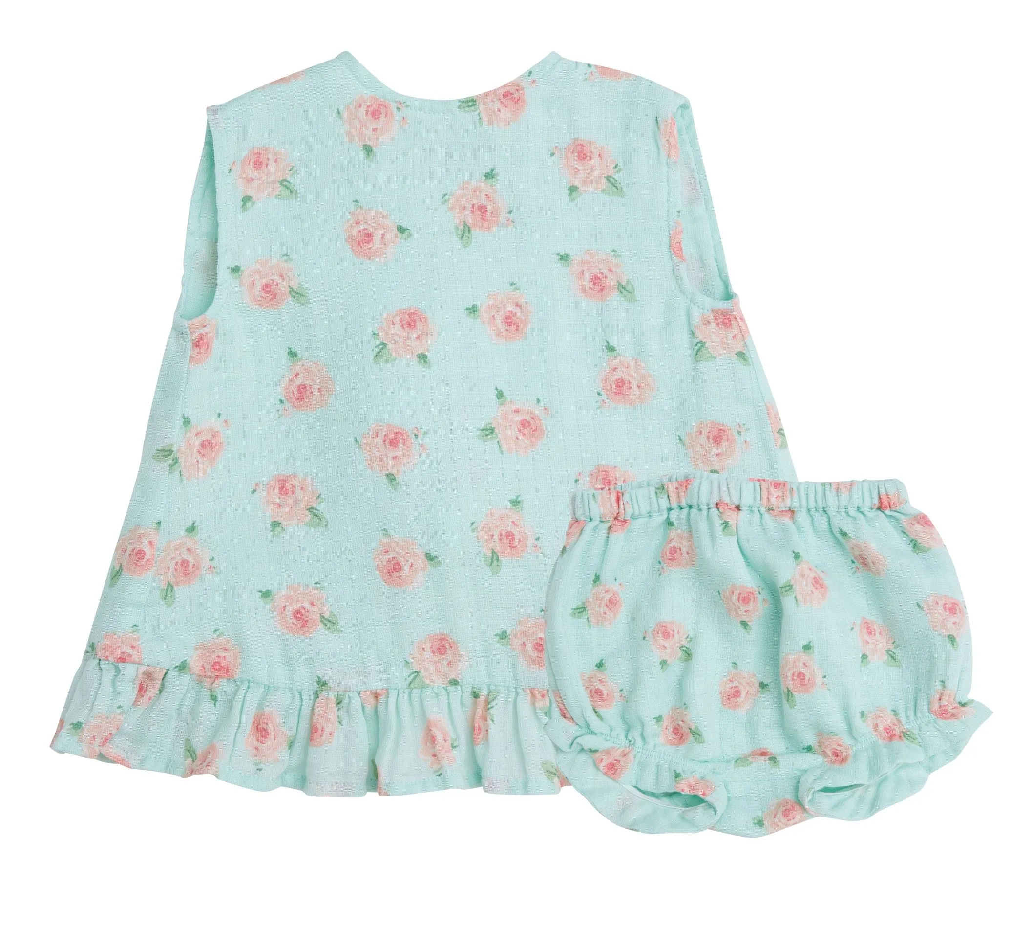 Angel Dear Petite Rose Muslin Ruffle Top & Bloomer Set
