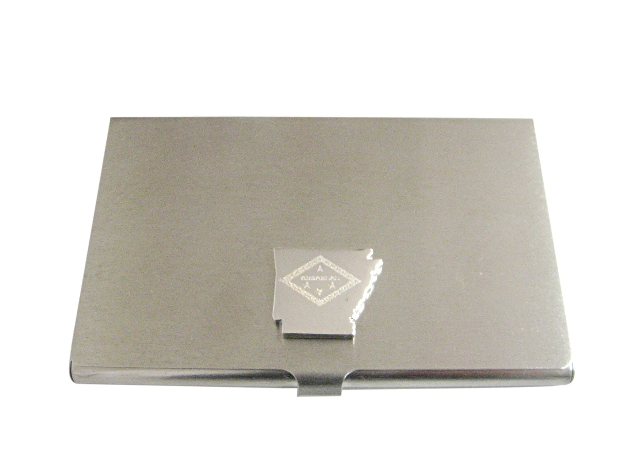 Arkansas State Map Shape and Flag Design Business Card Holder