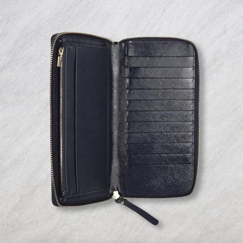 Arlington Milne Large Wallet, Navy Snake