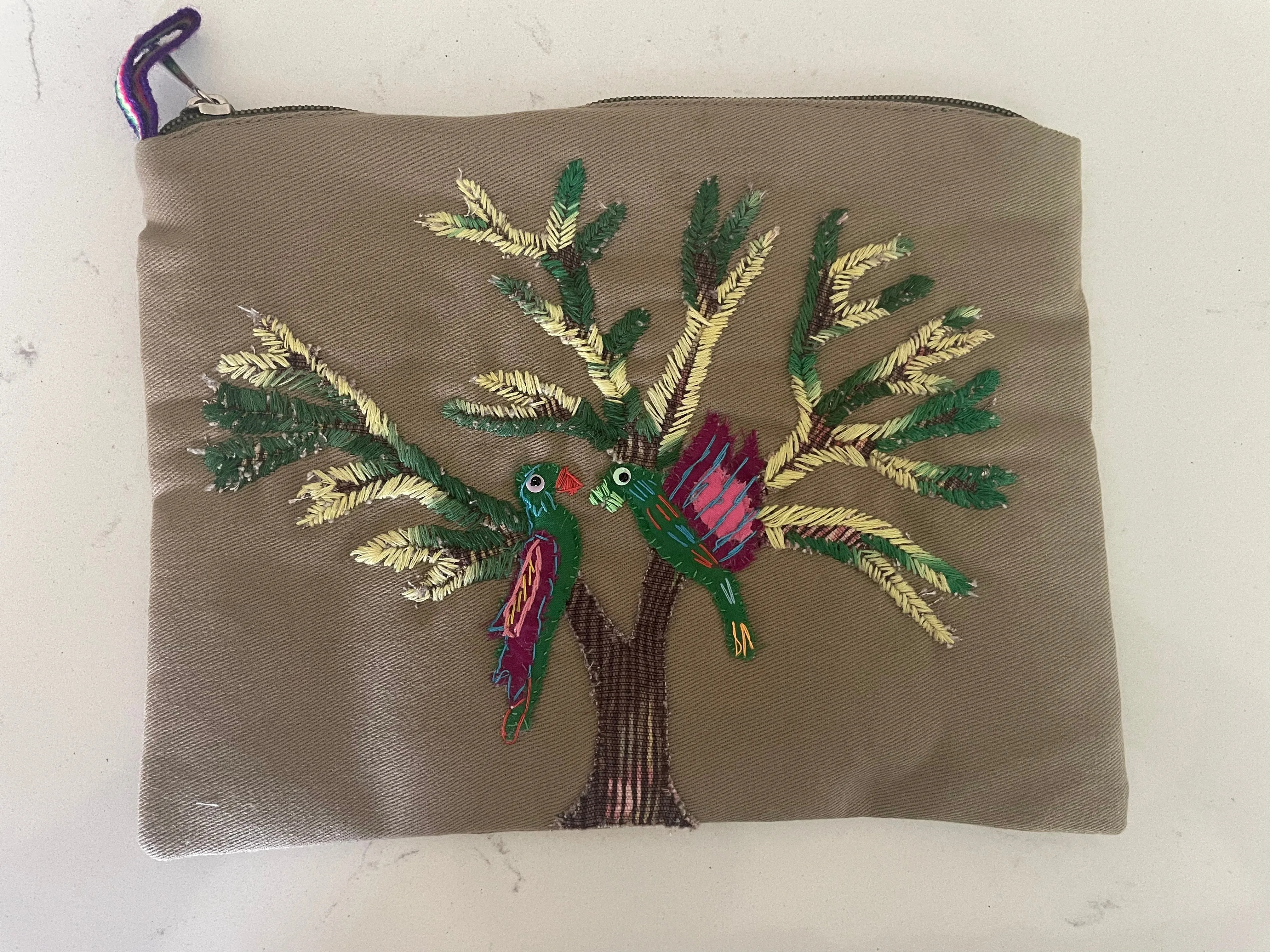 Arpillera Carry-All Pouch, Zipper Mini Storage Bag, Clutch Portable Cosmetic Bag