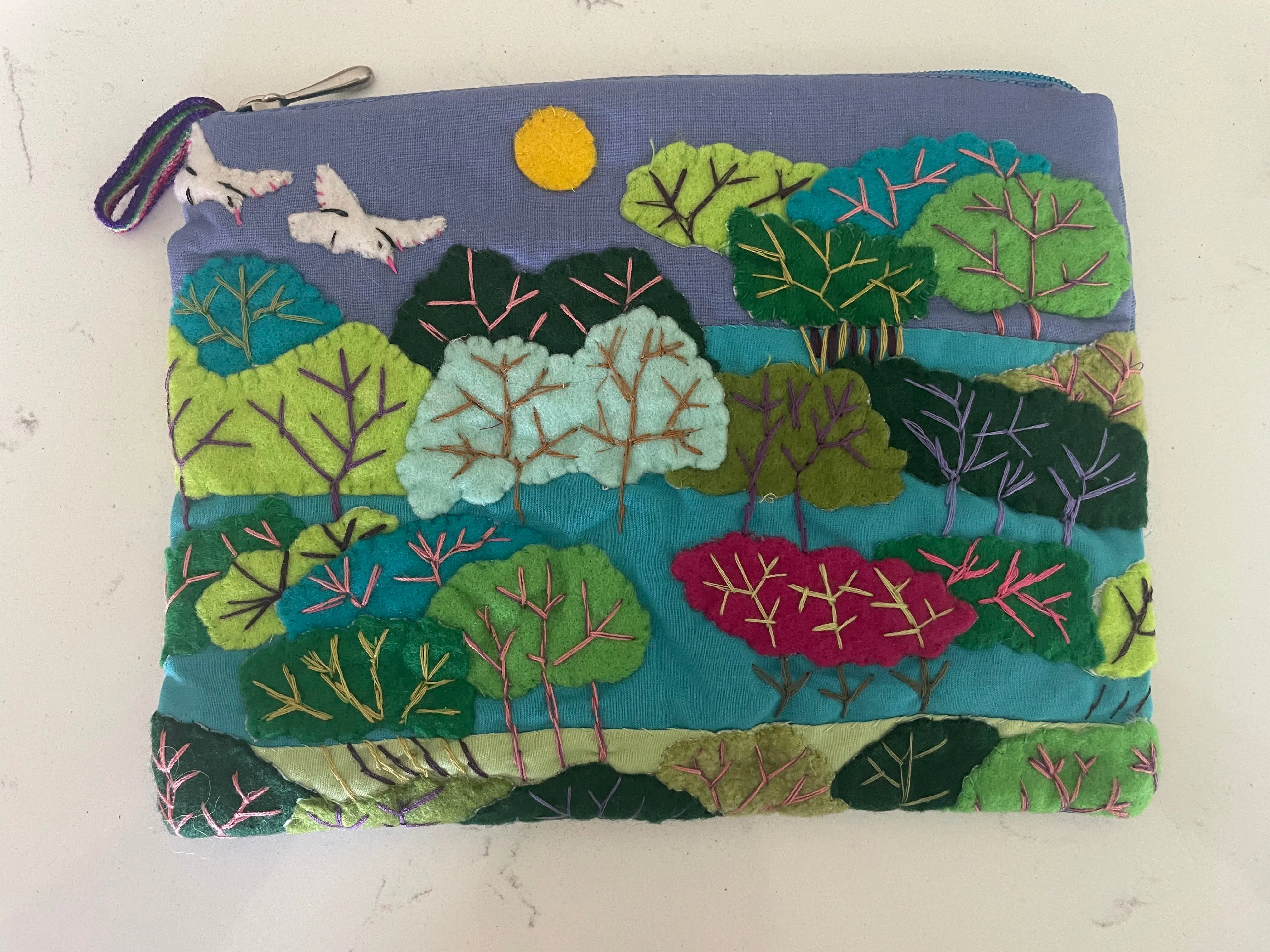 Arpillera Carry-All Pouch, Zipper Mini Storage Bag, Clutch Portable Cosmetic Bag