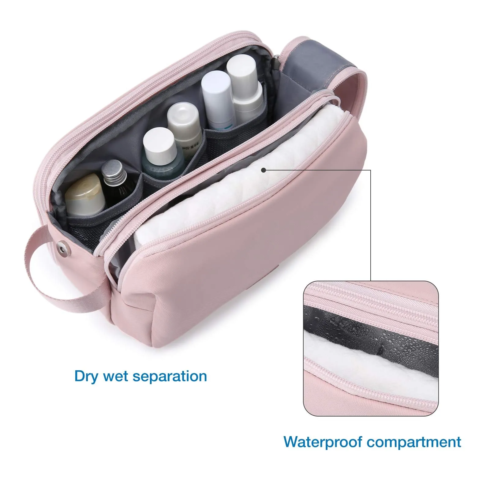 BAGSMART Toiletry Bag for Men, Travel Toiletry Organizer Dopp Kit Water-resistant Shaving Bag for Toiletries Accessories, Door Room Essentials,Beige-medium