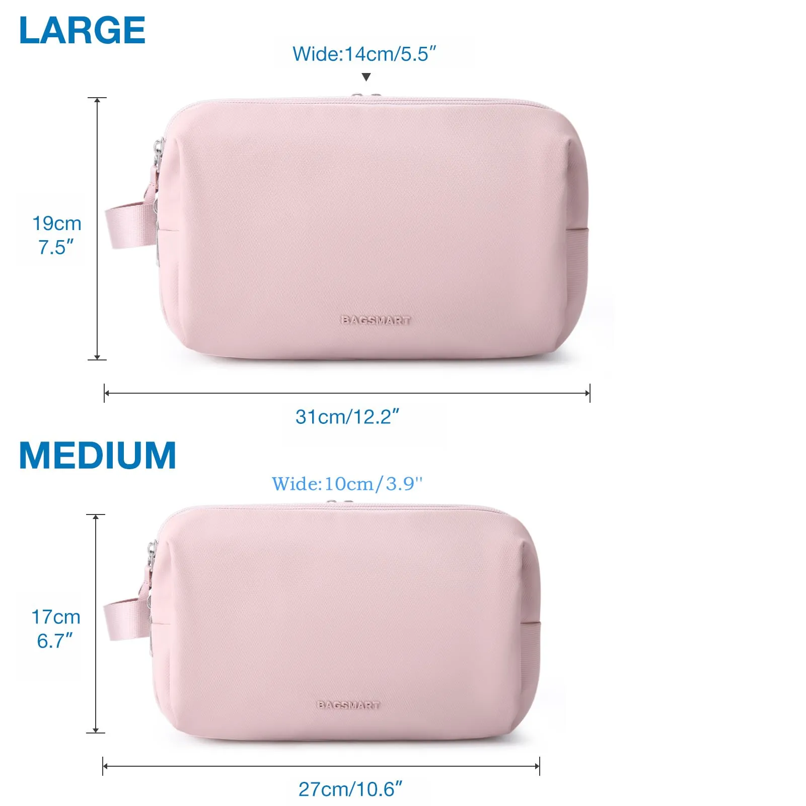 BAGSMART Toiletry Bag for Men, Travel Toiletry Organizer Dopp Kit Water-resistant Shaving Bag for Toiletries Accessories, Door Room Essentials,Beige-medium