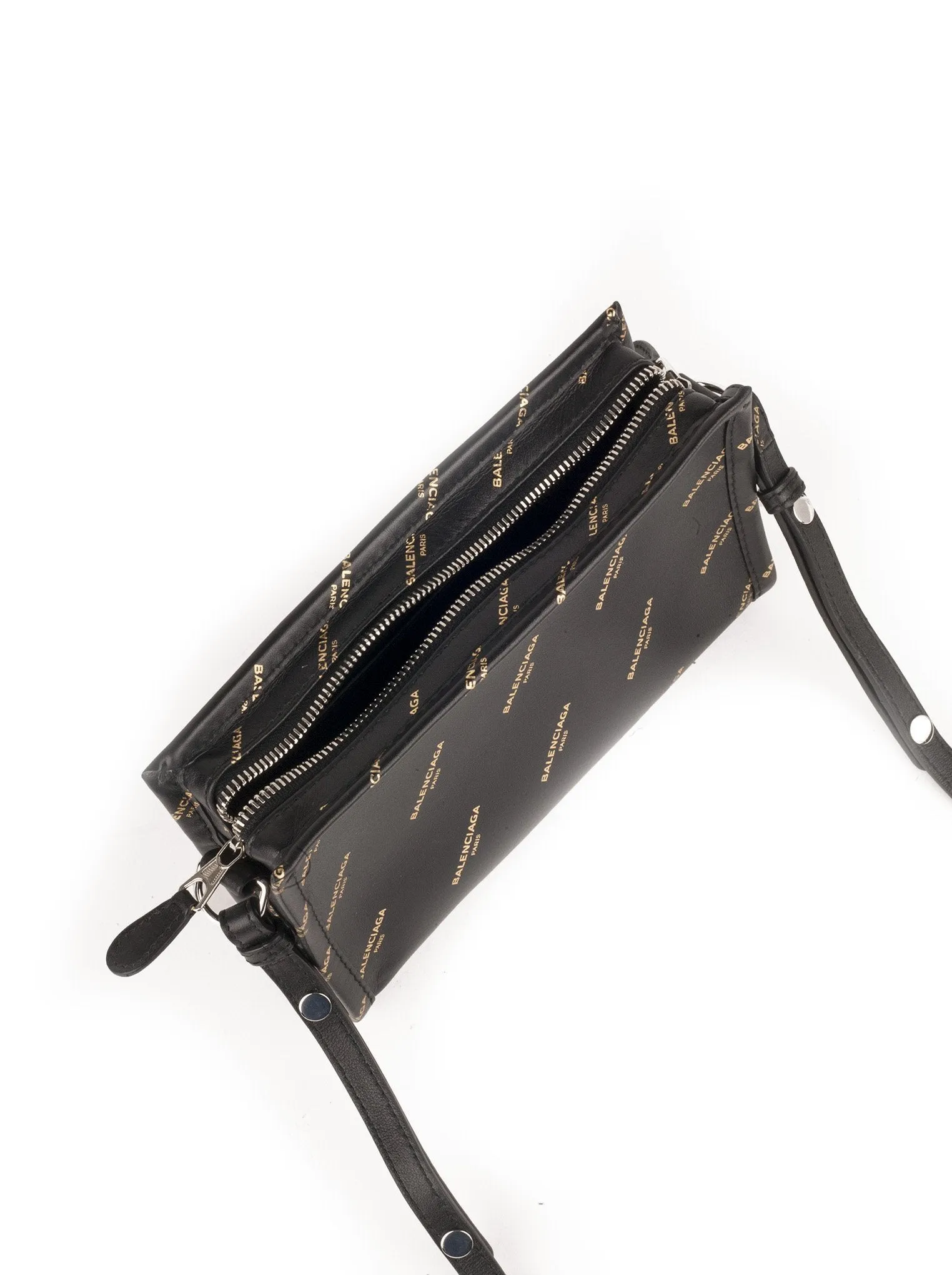 Bazar All Over Print Pochette Crossbody Bag - Black / Gold