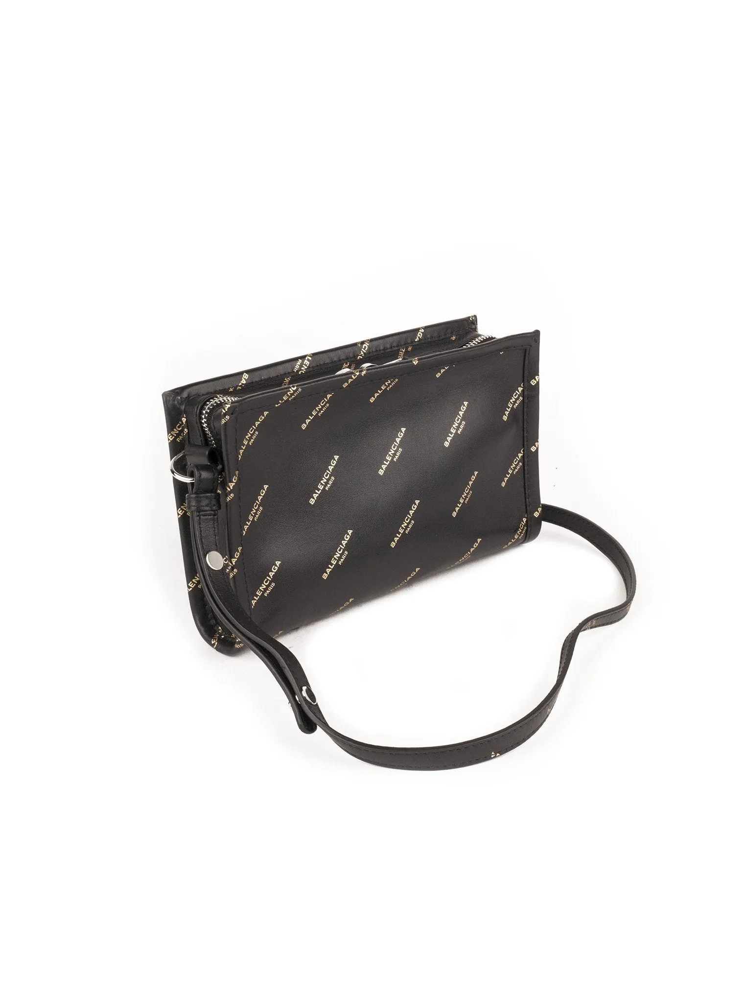 Bazar All Over Print Pochette Crossbody Bag - Black / Gold