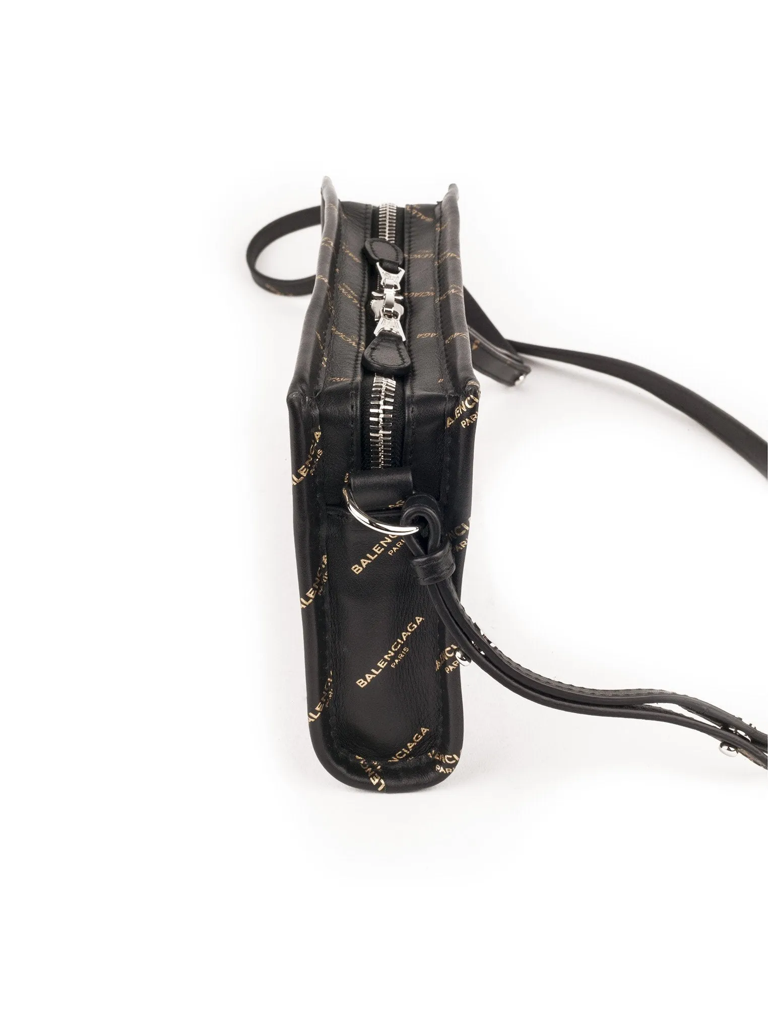 Bazar All Over Print Pochette Crossbody Bag - Black / Gold