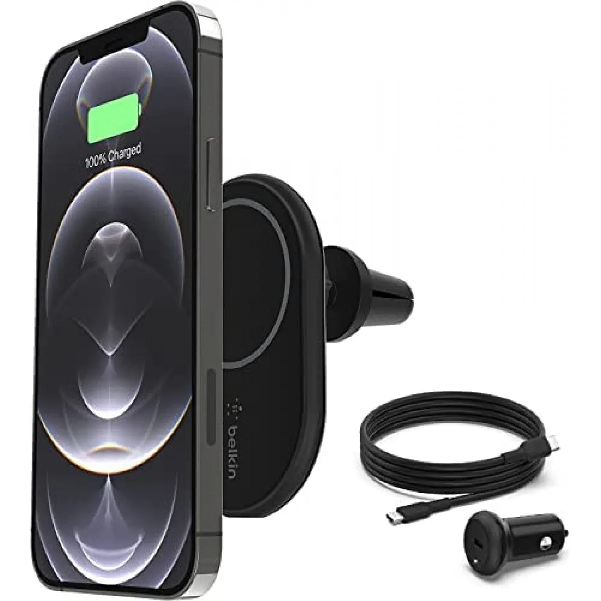 Belkin Car Charger magnetic wireless car power supply for apple iPhone 13/12| WIC004BTBK