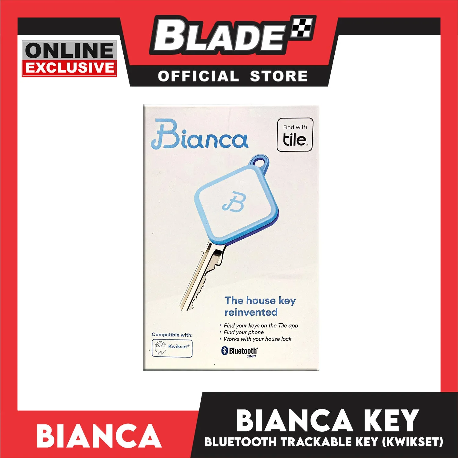 Bianca Bluetooth House Key B0001-W-B-KW Compatible with Kwikset KW1, 66