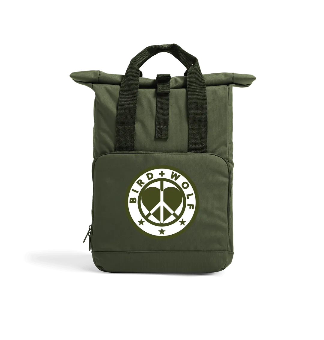 Bird   Wolf Green Logo Roll Top Recycled Rucksack